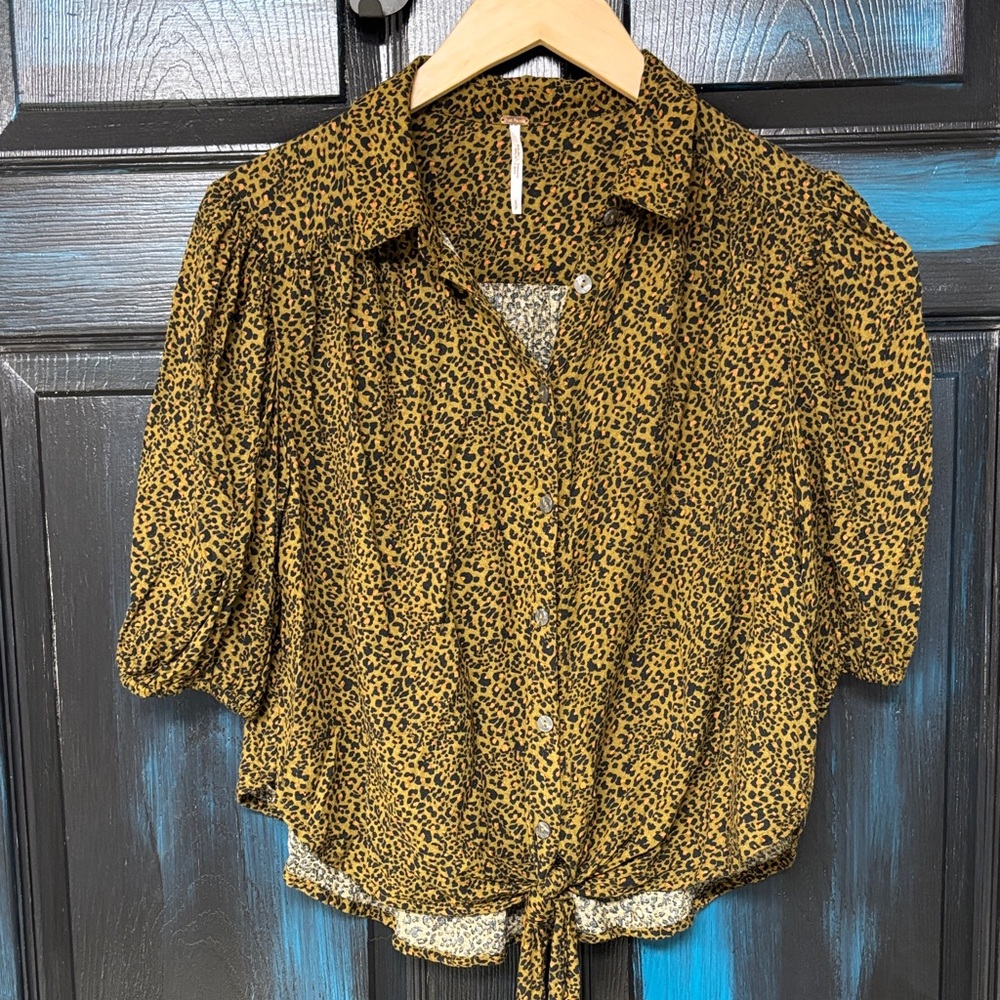Free People Leopard Print Blouse